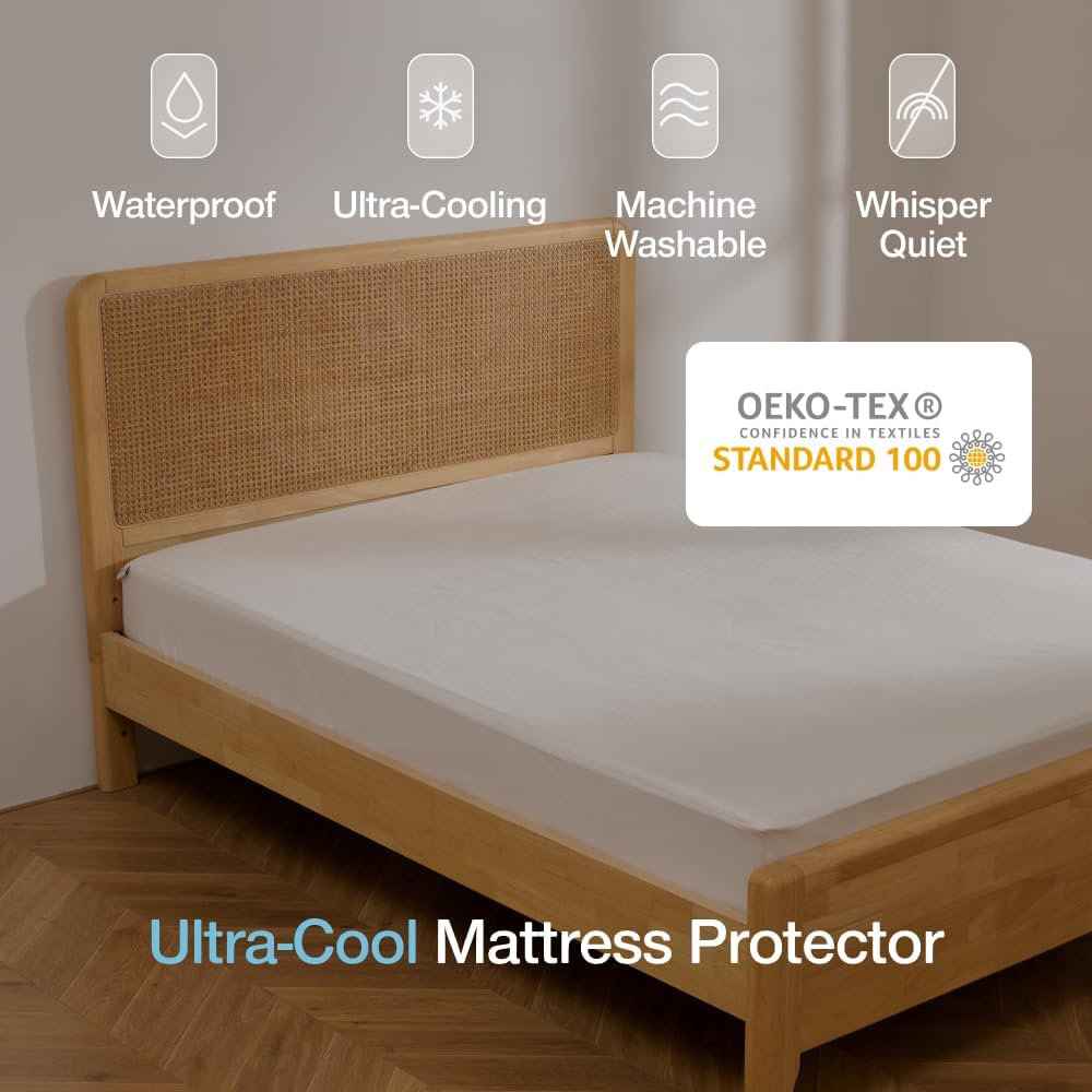 Coop Home Goods Ultra-Tech Waterproof Mattress Protector Cal King, Smooth Top Mattress Pad, Waterproof Cover, Up to 18 Inches Deep, Machine Washable, Noiseless Comfort, Cal King (72x84)