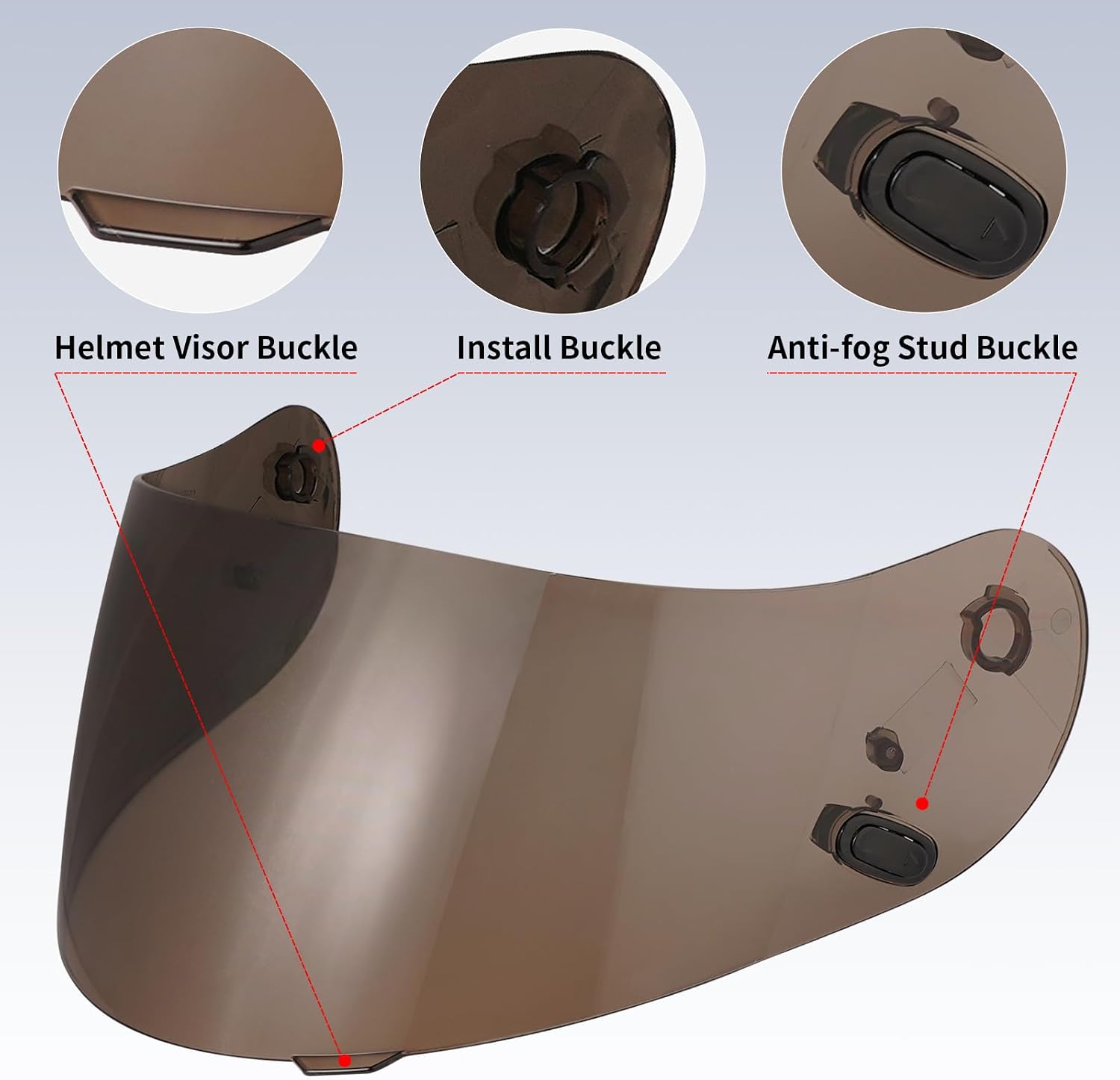 VCOROS Motorcycle Helmet Face Shield Visor Repalcement for HJ-09 CL-15 CL-17 CL-16 CL-SP AC-12 FS-10 CS-R1 IS-16 CS-R2 Shield (Smoke)