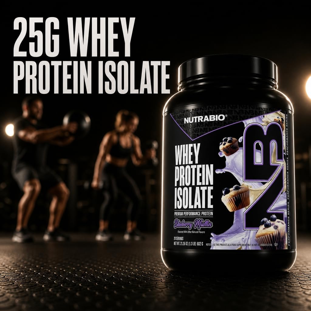 NutraBio 100% Whey Protein Isolate Protein Powder, 25g Protein with Complete Amino Acid Profile, Non-GMO, Soy & Gluten Free, Low Carb, Low Calorie Whey Protein Powder, Raw Unflavored, 20 Servings