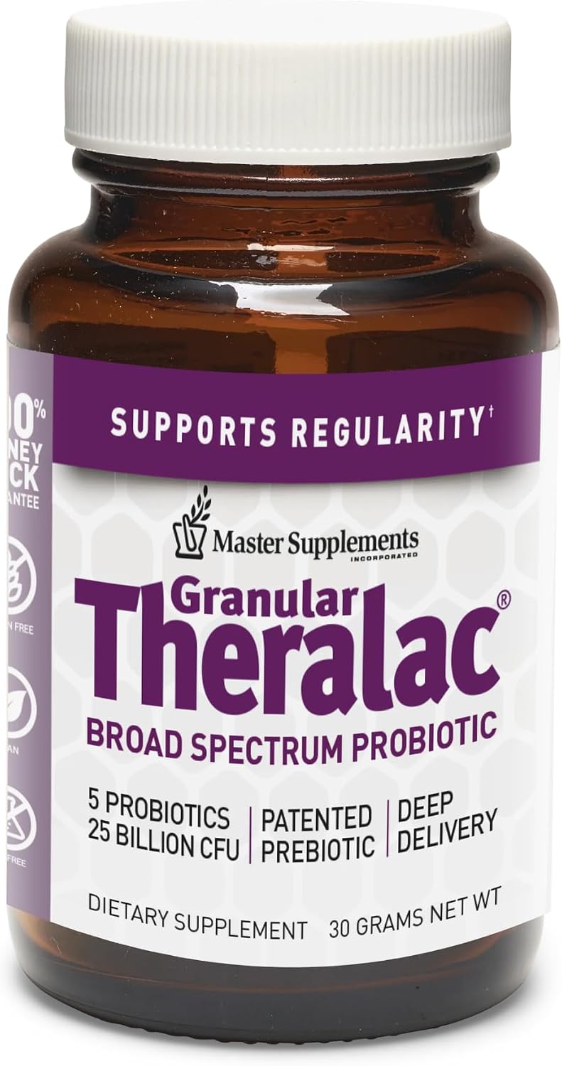 Master Supplements Granular Theralac - 1.05 oz - Multi-Strain Probiotic Powder for Optimal Gut Health - Great for Kids - Vegan, Gluten Free - 40 Servings