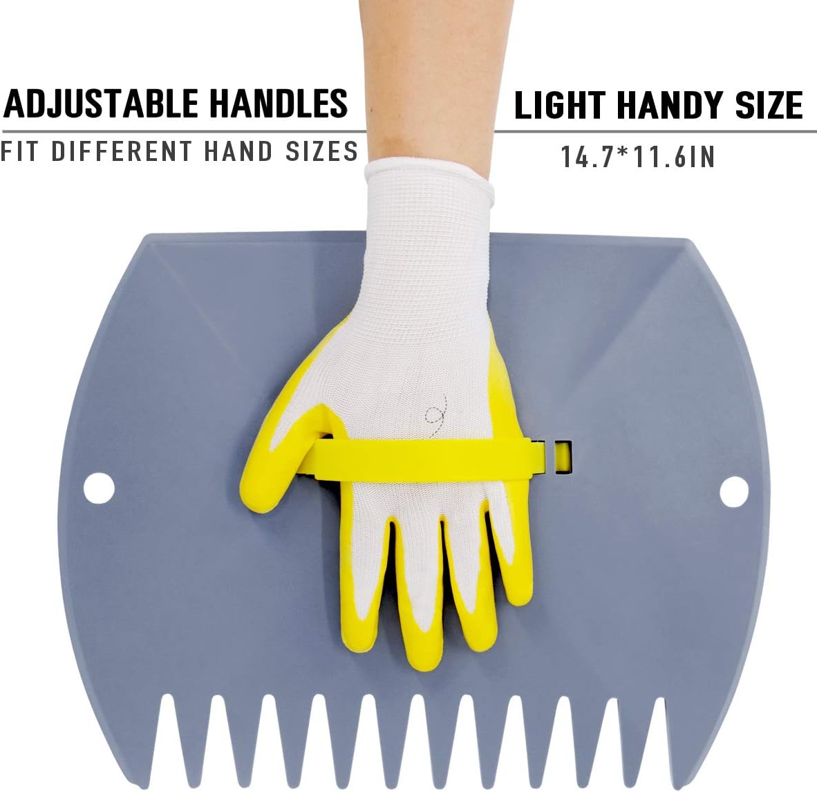 Jardineer Leaf Scoops Hand Rake, Lightweight Leaf Grabber, Grey Leaf Collector, Leaf Picker Upper for Leaves, Grass, Lawn Clippings