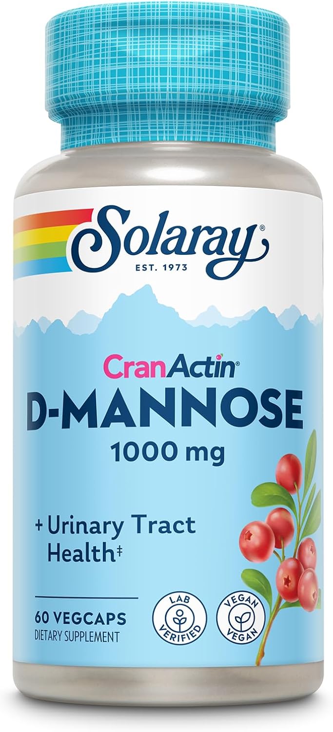 SOLARAY D-Mannose with CranActin Cranberry 400 mg, 60 VegCaps | Urinary Tract & Bladder Support - D-Mannose, CranActin Cranberry & Vitamin C - 30 Servings - Vegan, Lab Verified