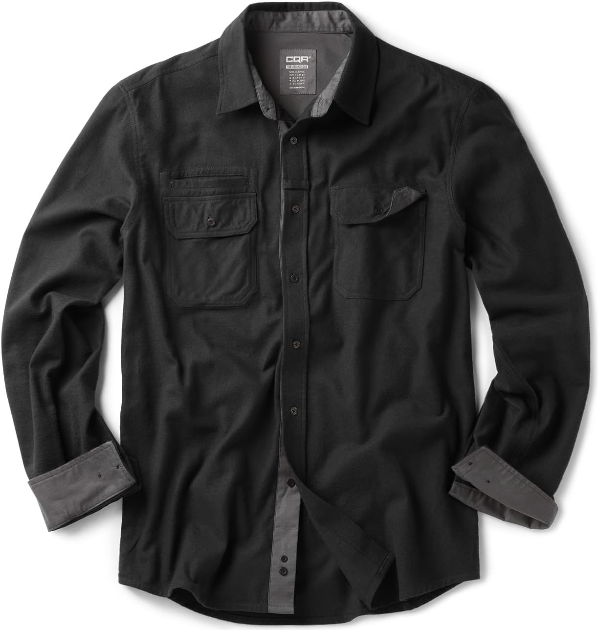 CQR Men's 100% All Cotton Button Down Flannel Shirts, Long Sleeve Brushed Warm Soft Casual Outdoor Plaid Shirt