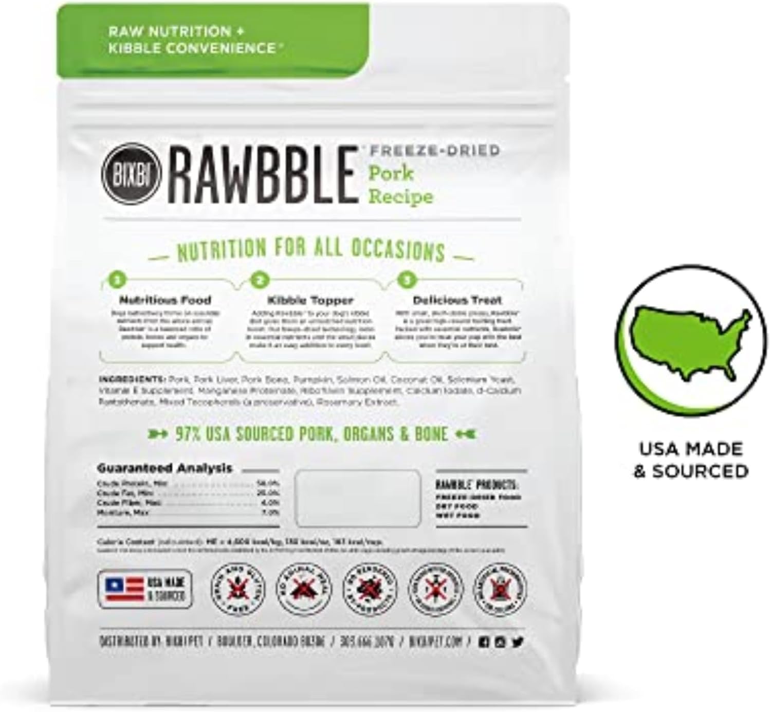BIXBI Liberty Freeze-Dried Dog Food Topper & Treats, Beef – 98% Meat & Organs, No Refrigeration – USA Made, 26 oz