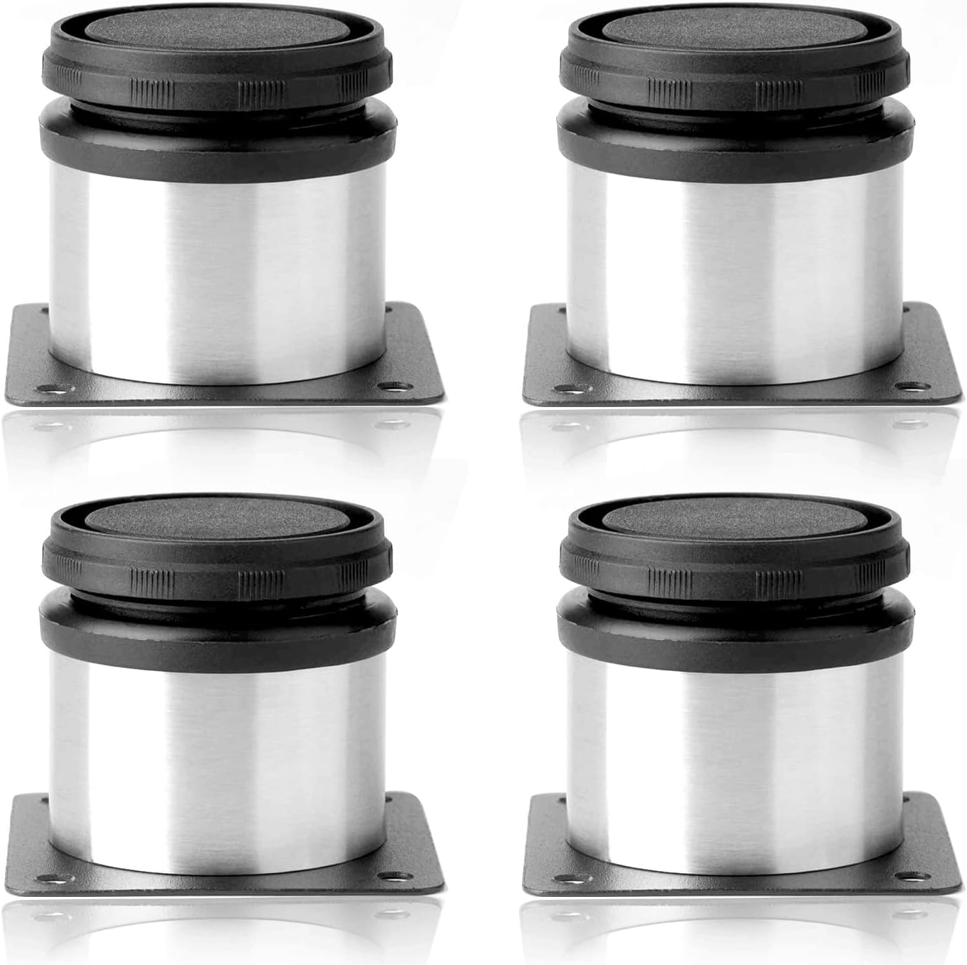 Pack of 4 Furniture Cabinet Adjustable Stainless Steel Round Kitchen Feet，Furniture Leg for DIY Furniture, Sofa Table Cabinets Shelves 50 x 50mm