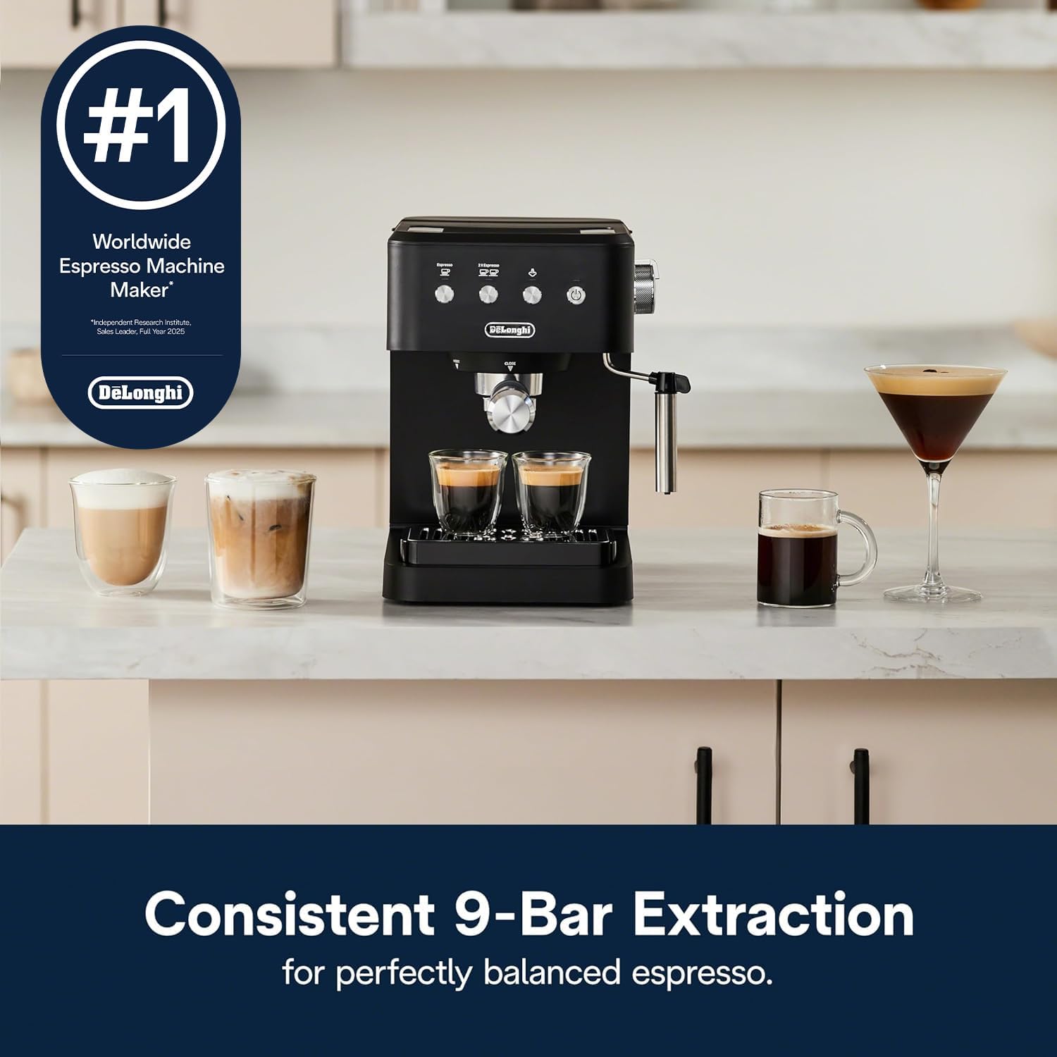 De'Longhi Stilosa Compact Manual Espresso Machine, Manual Milk Frother