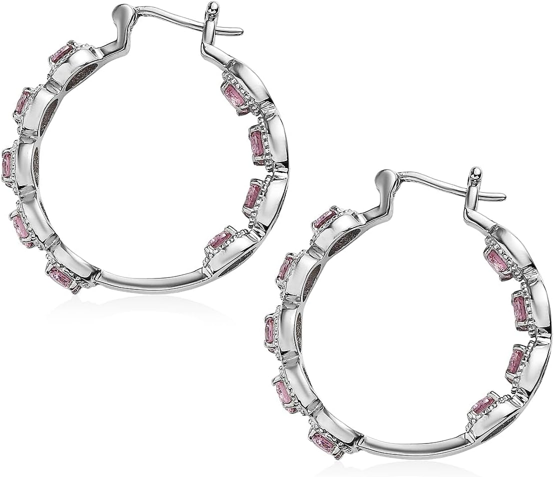 Pink Cubic ZirconiaEarrings in Stainless Steel