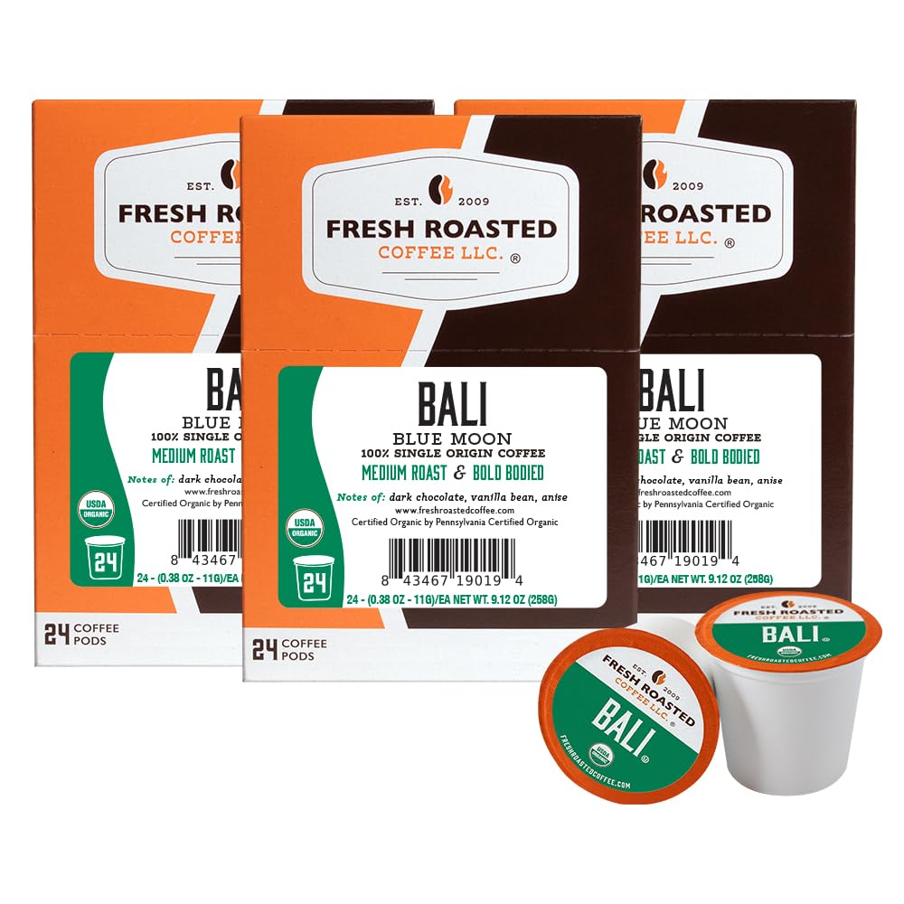 Fresh Roasted Coffee, Organic Colombian K-Cup Pods for Keurig Brewers, Medium Roast, USDA Organic, Kosher, 24 Count (Pack of 3)
