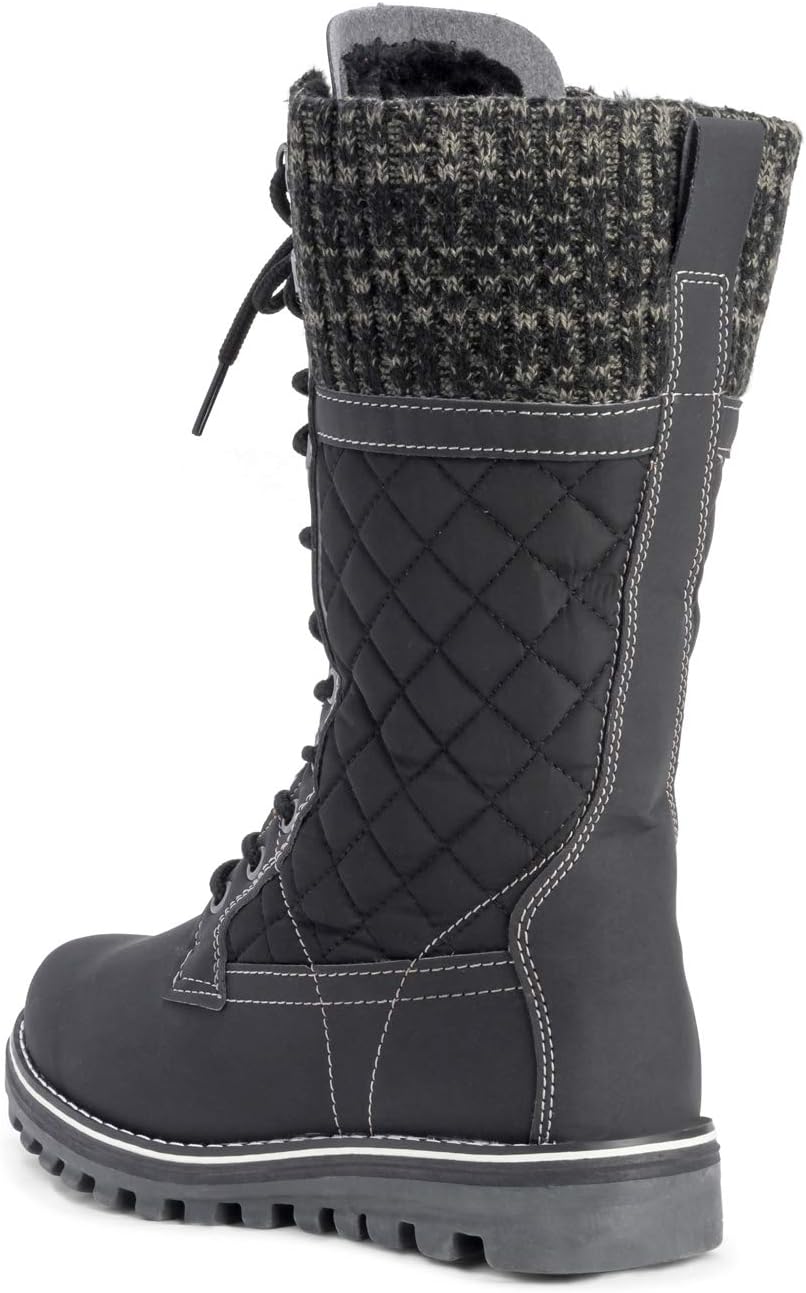 POLAR Womens Faux Fur Warm Thermal Waterproof Outdoor Walking Snow Winter Rubber Sole Calf Boots