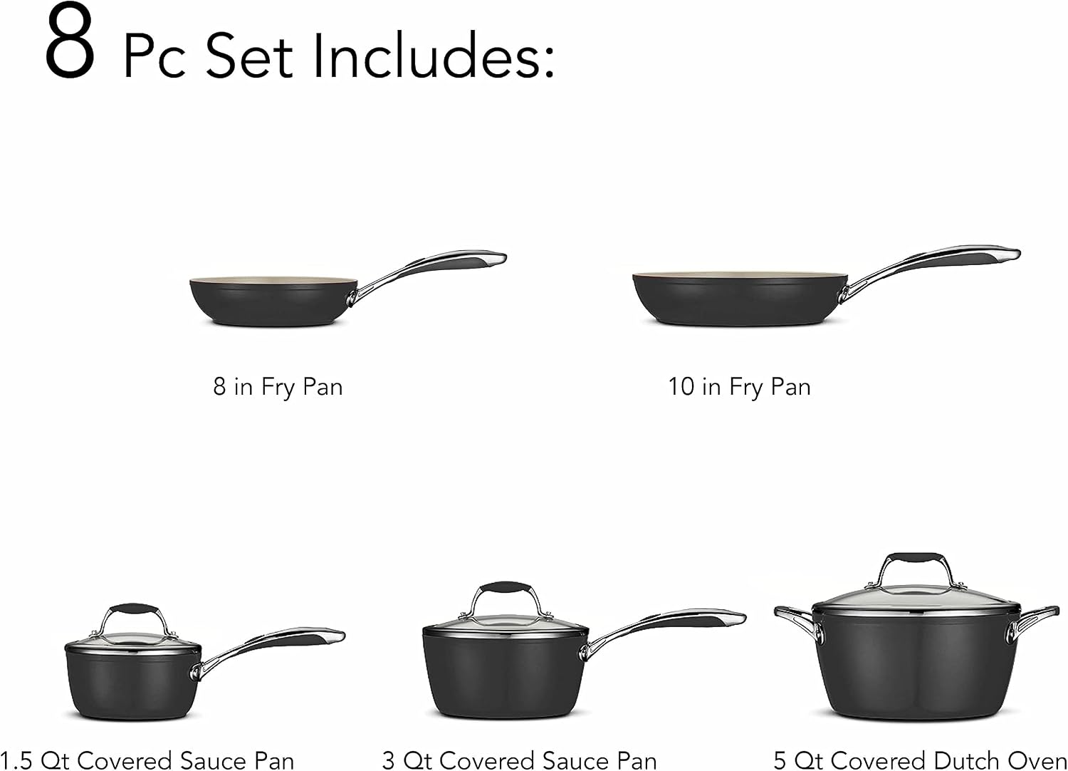 Tramontina Ceramica Deluxe 1.5-Quart Sauce Pan with Glass Lid | Ceramic Non Stick Small Saucepan, Oven-Safe, Metallic Black