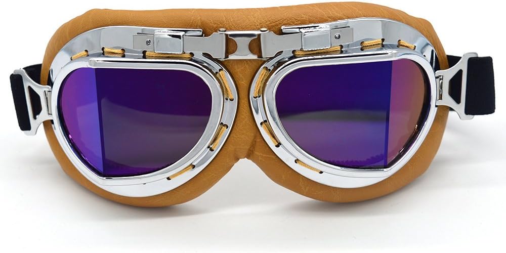 Motorcycle Goggles Anti Fog&Wind&Dust&Sand Aviator Pilot Motocross | Dirt Bike Atv Riding Goggles with Yellow Lens,Fit Over Glasses or Helmet