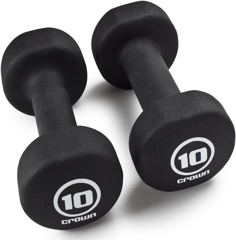 Crown Sporting Goods Set of 2 Body Sculpting Hand Weights - Soft Neoprene Coated Dumbbell Set - Supplies for Exercise, Workout, Weight Loss