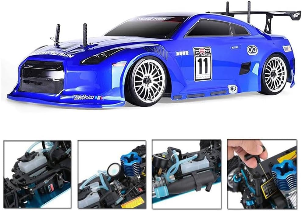 Nitro RC Cars for Adult 1/10 2.4G Professional Fast Drift Remote Control Car Two Speed Nitrogen Drive Truck 4WD 80KM/H Metal Chassis Gas Methanol