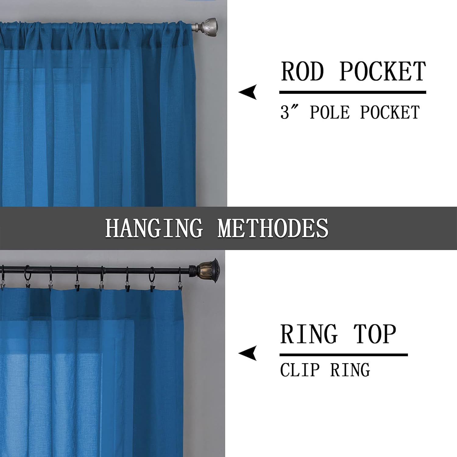 Tollpiz Sheer Curtain Linen Textured Living Room Curtains Sheer Light Filtering Rod Pocket Voile Curtain for Bedroom, 54 x 72 inches Long, White