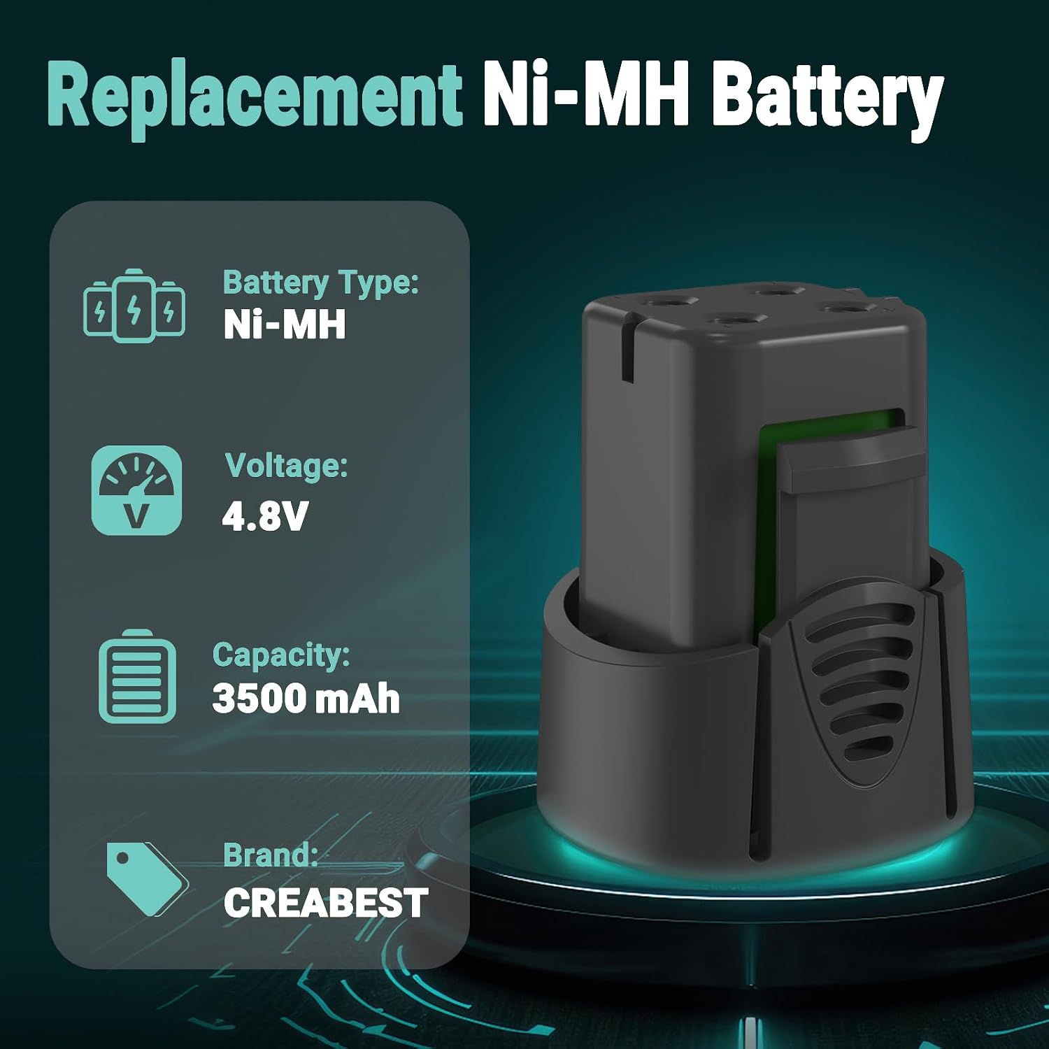 CREABEST 3500mAh 4.8V Ni-MH Battery Compatible with Dremel 755-01 7300