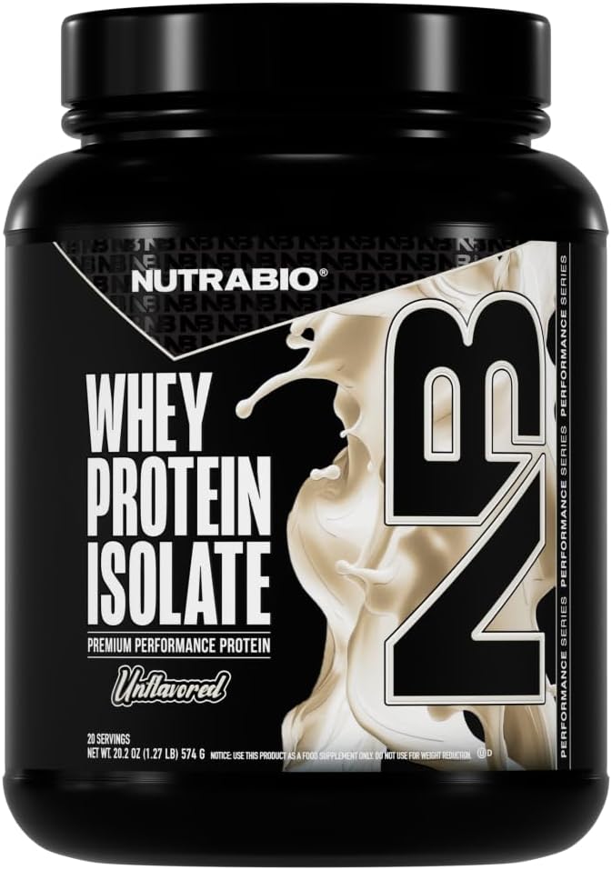 NutraBio 100% Whey Protein Isolate Protein Powder, 25g Protein with Complete Amino Acid Profile, Non-GMO, Soy & Gluten Free, Low Carb, Low Calorie Whey Protein Powder, Raw Unflavored, 20 Servings