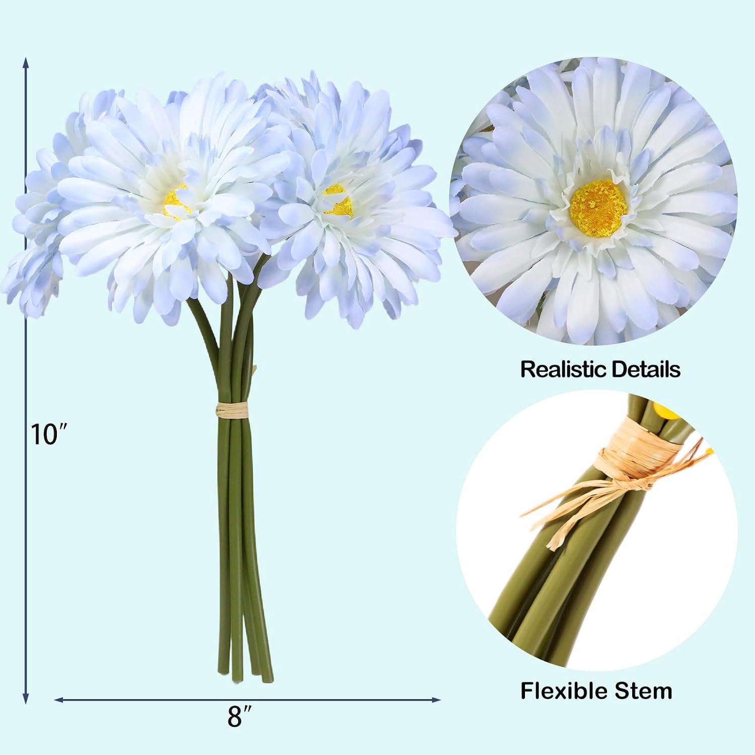 TOPIA Artificial African Daisies Flowers African Daisy Silk Flowers Artificial Gerbera Daisies Pack of 10 (Yellow)