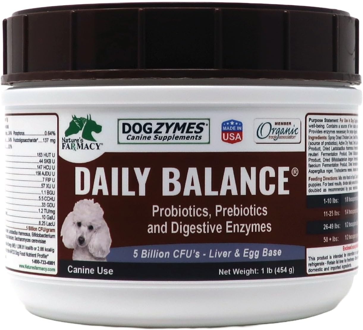 Dogzymes Probiotic Daily Balance - Supplies Nutritional Support and Live microorganisms for intestinal Well-Being as Well as enzymes for Proper Digestion. Liver and Egg Base. (1 Pound)