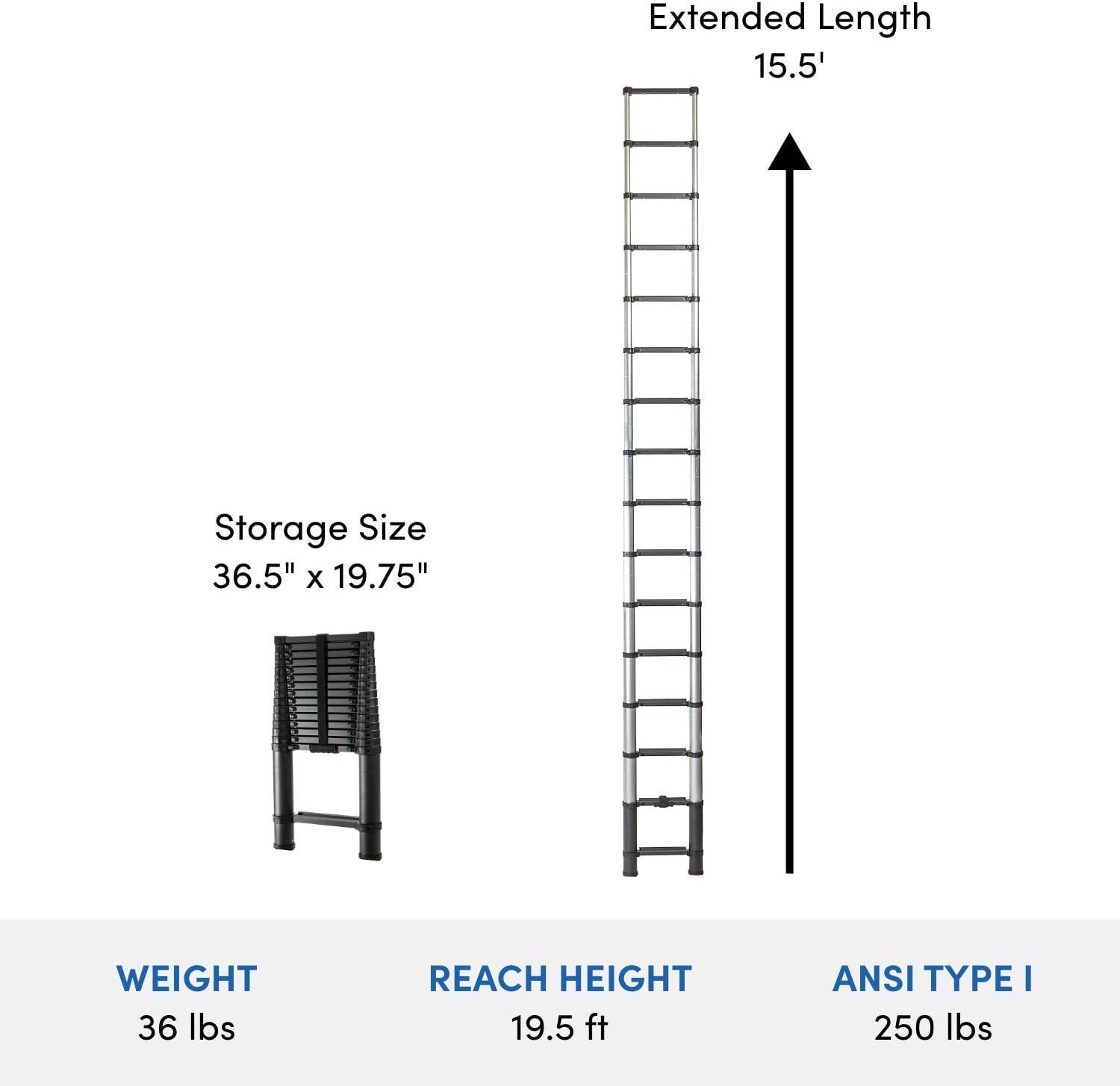 Xtend & Climb Contractor Series 155+/250 Telescoping ladder, Black | Contractor Series