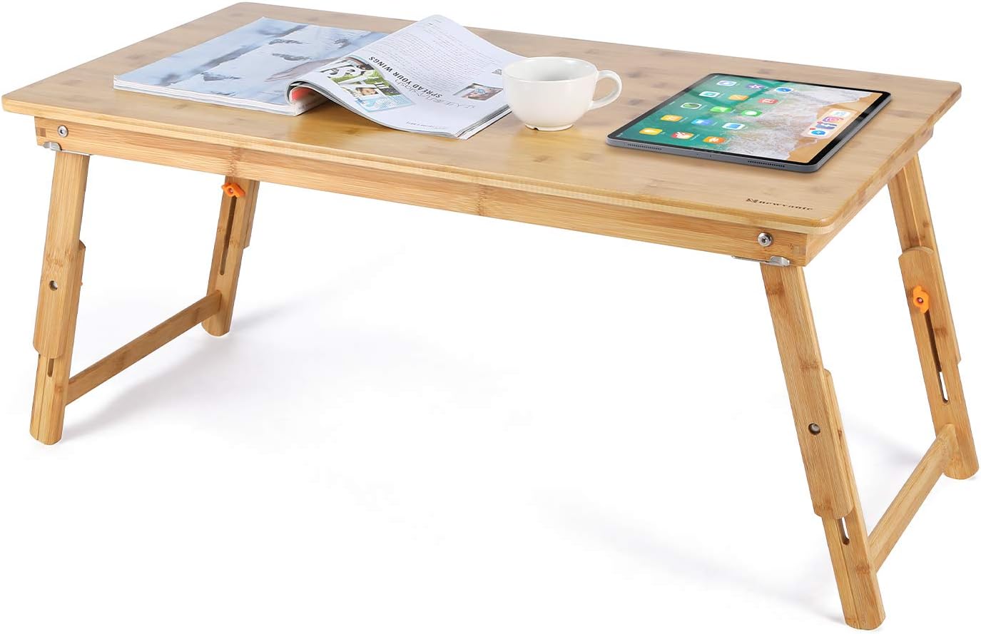 Nnewvante Large Floor Desk Foldable Tray for Adults, Bamboo 33.5 x 17.7in