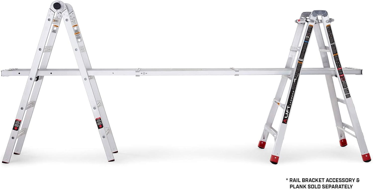 Lift Ladders 18-Ft Multi-Position Aluminum Ladder, 5-in-1, 300 lb. Capacity
