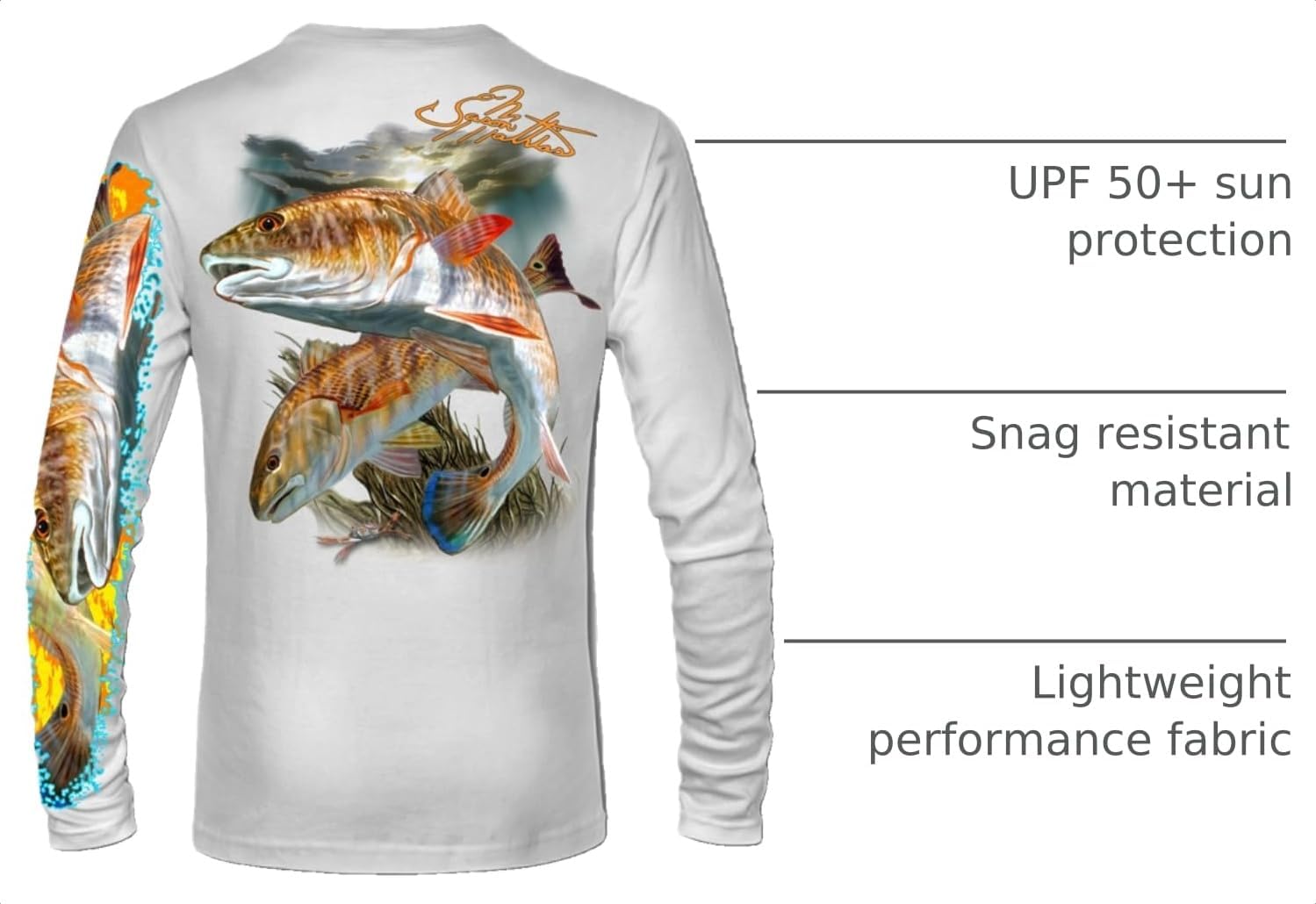 Men’s “Redfish” Comfortable Fishing Shirt-UPF 50+ Xtreme-Tek Interlocking Fabric, Quick-Dry, Ideal for Anglers (JM012)