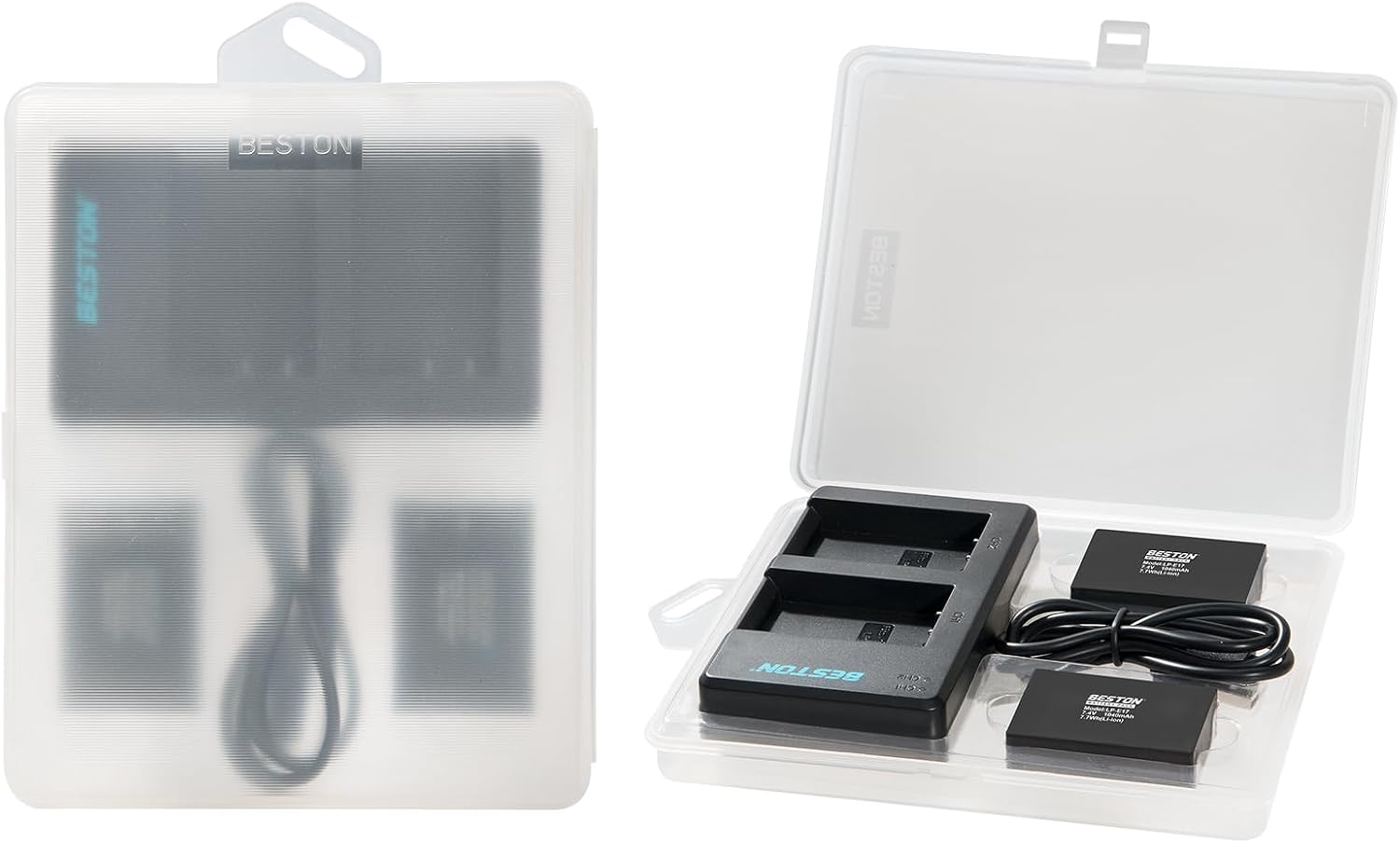 BESTON 2-Pack LP-E17 Battery and Charging Base for Canon EOS R50 R100 RP R10 R8, Rebel T8i, T7i, T6i, T6s, SL2, SL3, Powershot V1, EOS M3, M5