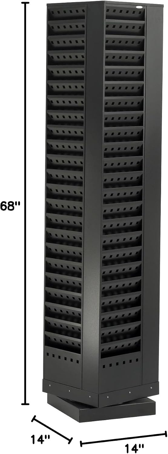 Safco Rotating Wire Magazine Holder, Metal Display Rack with 16 Pockets, 4 Tier Rolling Organizer, Powder Coat Finish, 5 Casters, Charcoal