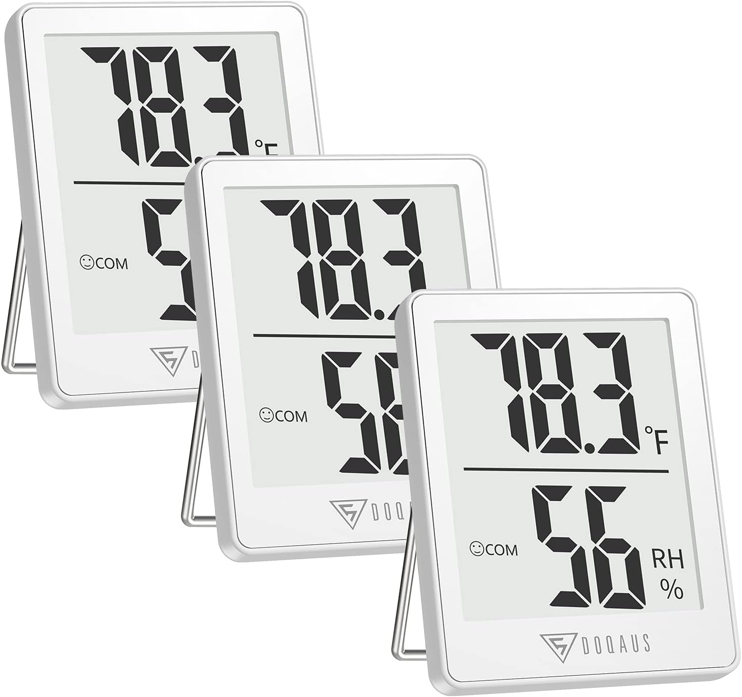 DOQAUS 3 Pack Digital Hygrometer Indoor Thermometer Humidity Monitor Black