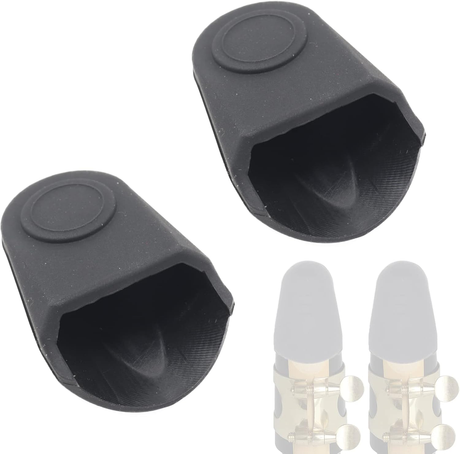 2 Pack Saxophone Mouthpiece Cap Rubber for Alto Tenor Sax Clarinet | reed protection, fits bass clarinet, soft rubber material