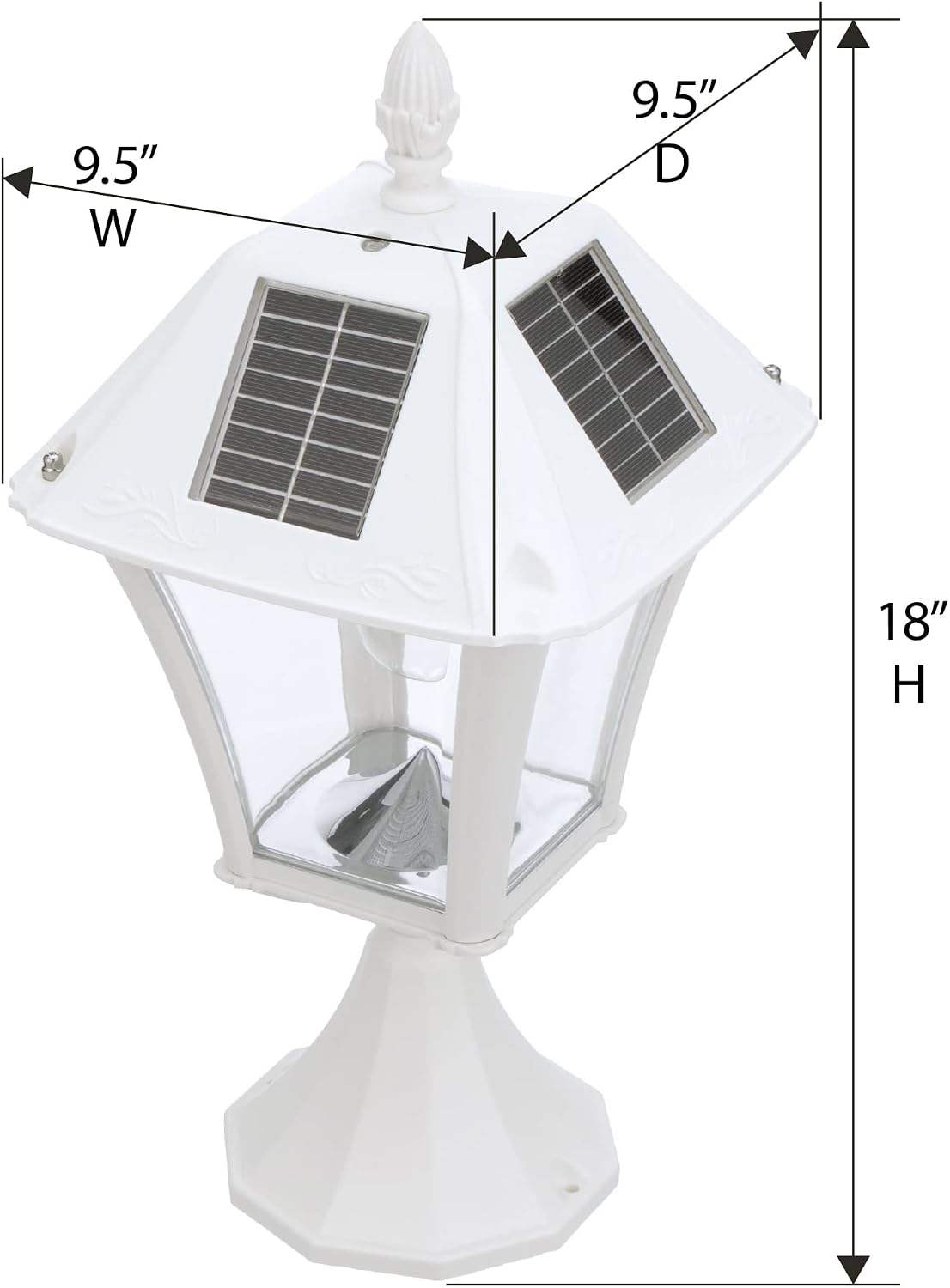 Gama Sonic Baytown II Bulb White Outdoor Solar Light, Single Post Light with 3 Mounting Options, 3in. Fitter for Lamp Posts