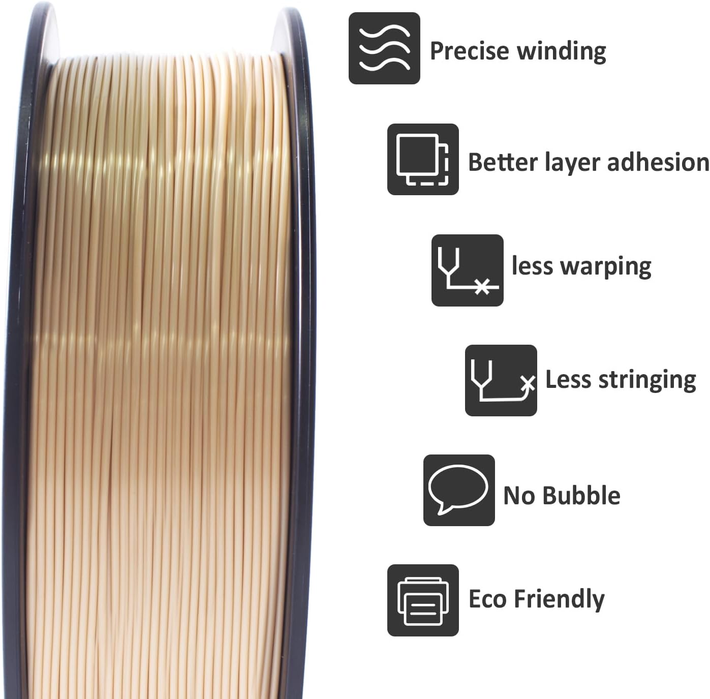 GIANTARM 3D Printer Filament, Silk Gold Pla Filament, 1Kg(2.2lbs) Spool, 1.75mm Dimension Accuracy +/- 0.03mm, 3D Printing Filament