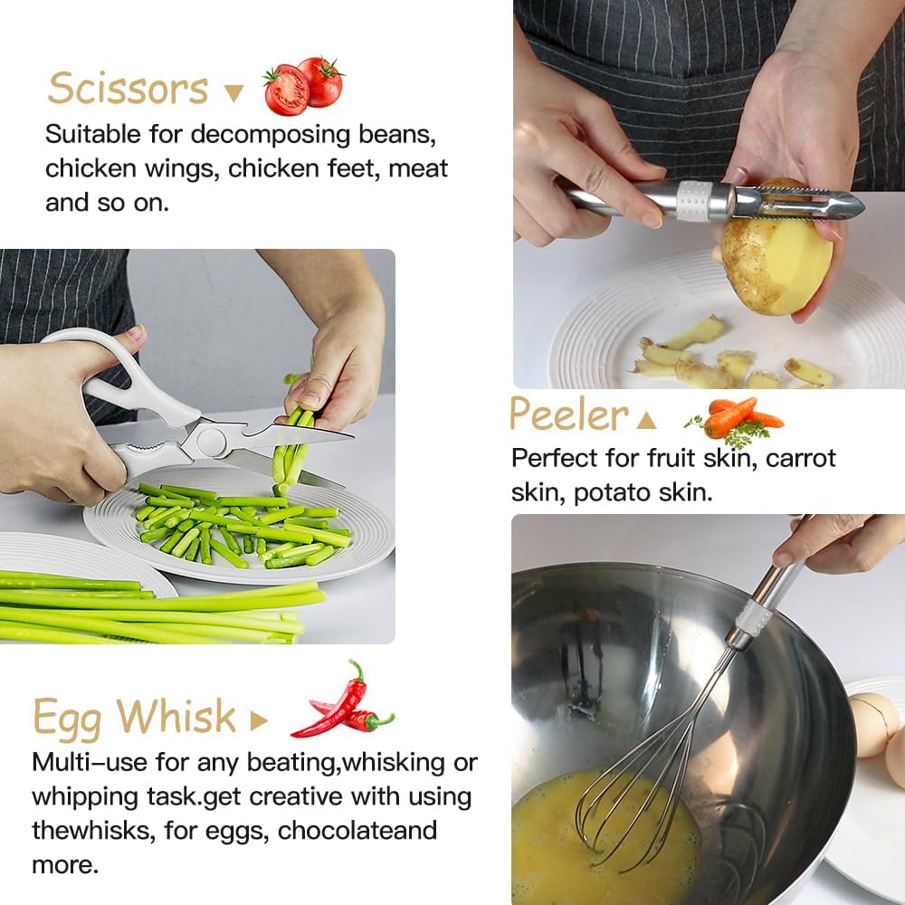 Kitchen Utensil Set-Silicone Cooking Utensils-33 Kitchen Gadgets & Spoons for Nonstick Cookware-Silicone and Stainless Steel Spatula Set-Best