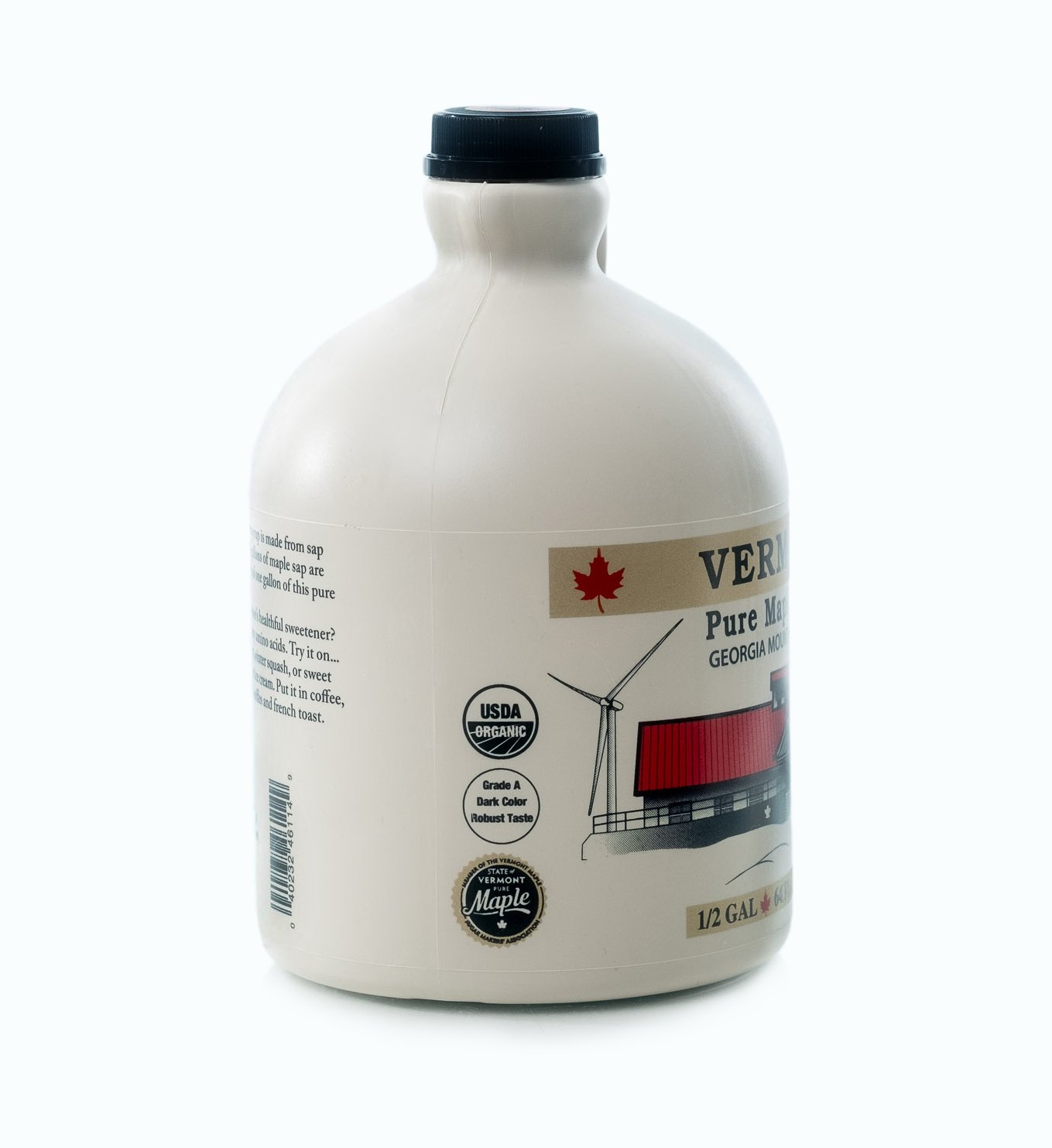 Georgia Mountain Maples of Vermont, Organic Maple Syrup, Dark Color Robust Taste, 64 Ounce