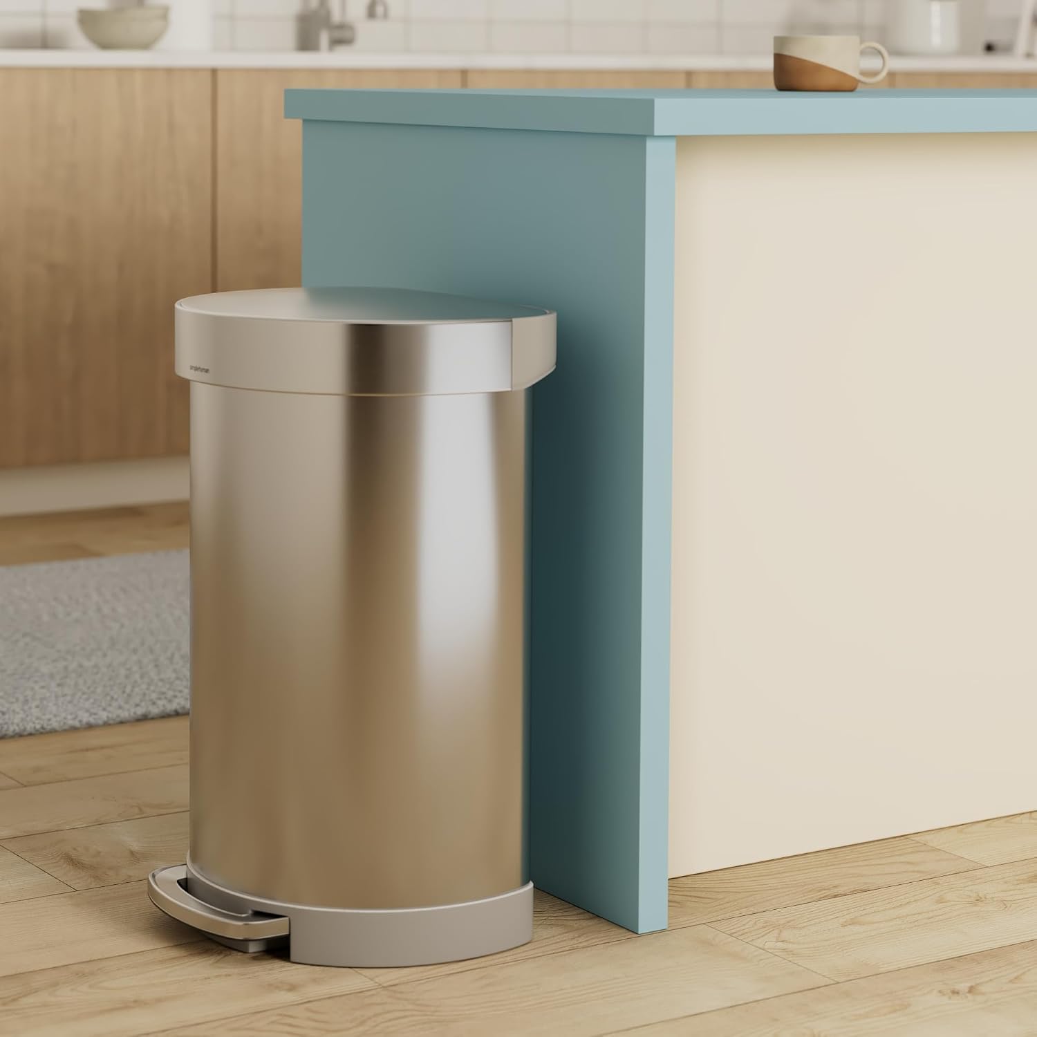 simplehuman 45 Liter / 12 Gallon Semi-Round Automatic Sensor Trash Can, Brushed Stainless Steel