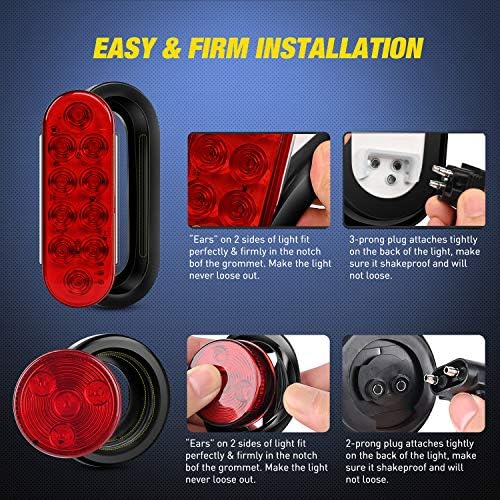 Nilight Steel Weld-On Trailer Light Box Kit with 6 Inch Oval LED Tail Light