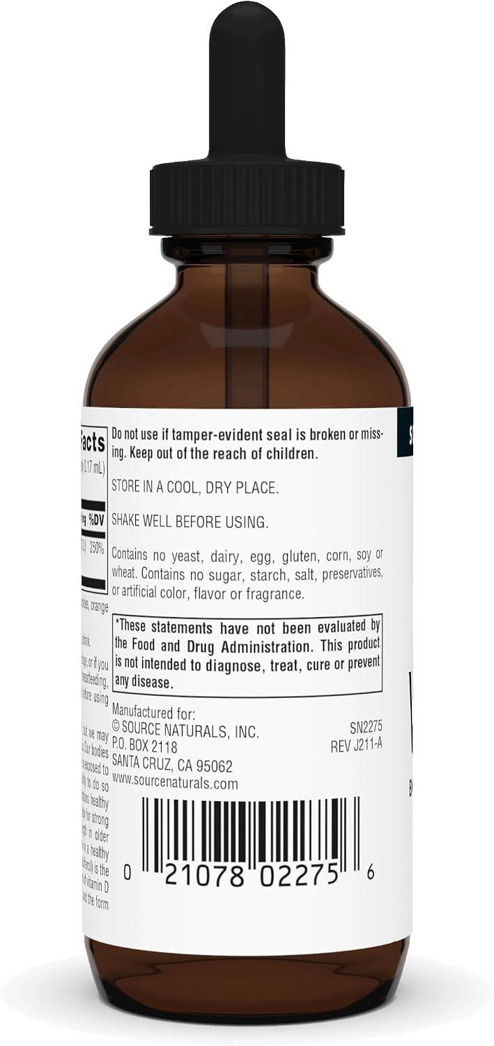 Source Naturals Vitamin D-3 Liquid Drops 2000 iu Supports Bone & Immune Health - 4 Fluid oz | Bioactive Form For Bone And Immune Health*
