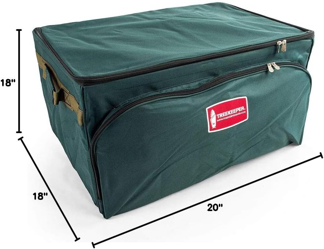 (Green Christmas Ornament Storage Box with Dividers) - Deluxe Ornament Keeper - Holds 72 Ornaments up to 4 Inches in Diameter | 3 Removable Trays with Separators | Acid-Free Fabric Lining