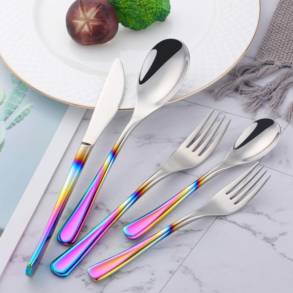 Silverware Set Stainless Steel 20 Piece Flatware Set Kitchen Cutlery Heavyweigh Utensil Service for 4 Include Knife Fork Spoon, Mirror Finish