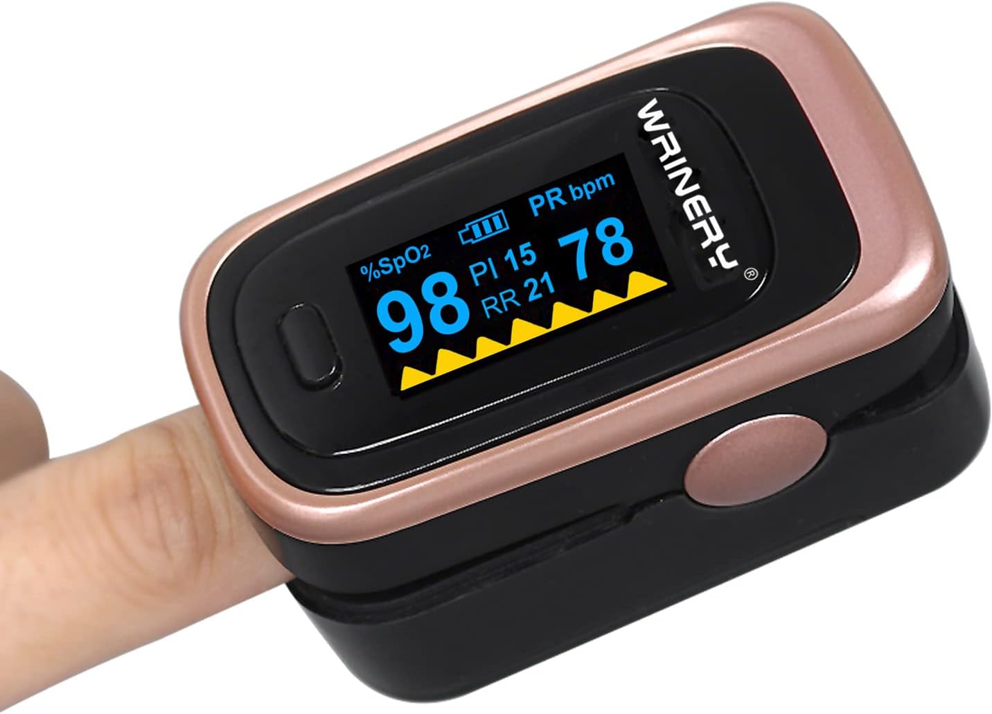 Oxygen Saturation Monitor, Wrinery Premium Pulse Oximeter Fingertip, Oxygen Monitor, O2 Saturation Monitor, OLED Portable Oximetry with Batteries