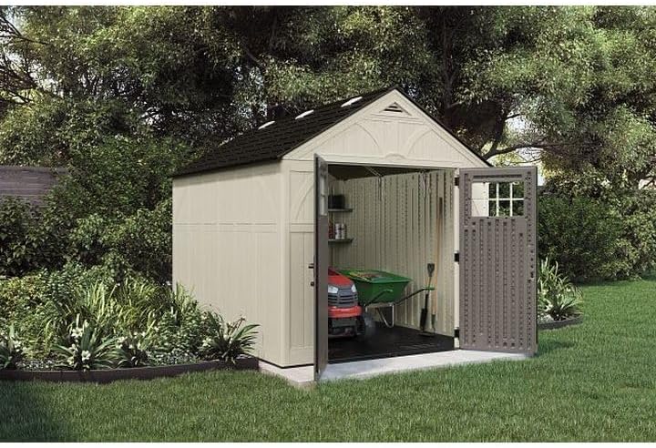 Suncast 8x10 Ft. Outdoor Storage Shed - Large Resin Outdoor Shed with Floor Included