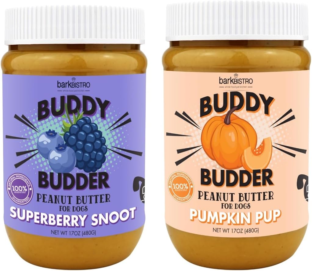 BUDDY BUDDER, Ruff Ruff Raw, Natural Dog Peanut Butter, Dog TreatMade in USA, (17 oz Jars)