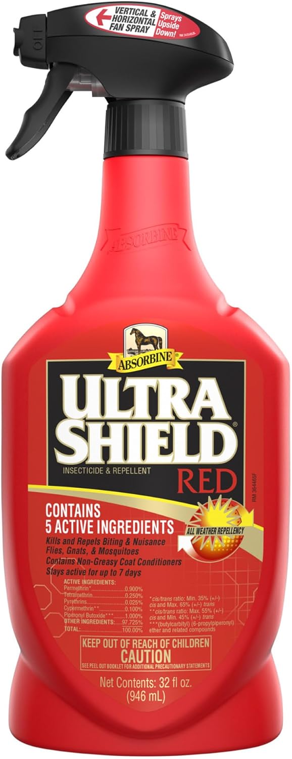 Absorbine UltraShield Red Insecticide & Repellent, 128 fl oz Gallon | Use on Horses & Premise, All-Weather up to 7 Days, Repels & Kills Multiple Species Including Flies, Mosquitoes & Gnats
