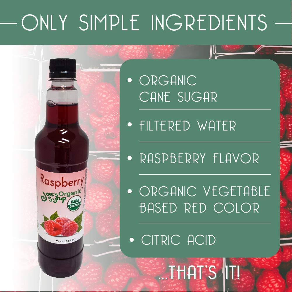 Joe’s Syrup Organic Flavored Syrup, Organic Strawberry, 750 ml | Vegan, gluten-free, Non-GMO, no HFCS; for cocktails & desserts