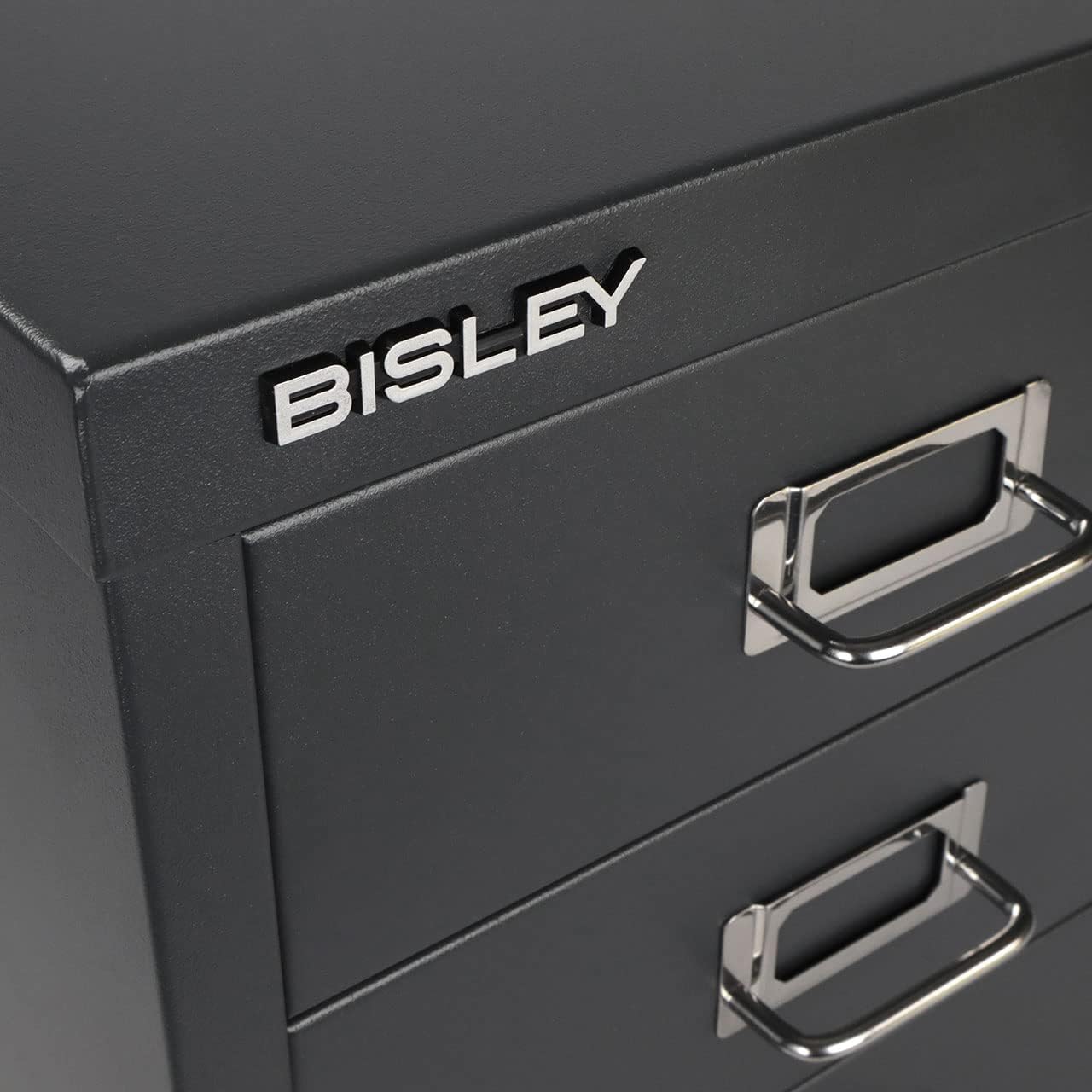 5-Drawer Steel MultiDrawer Cabinet - Orange, by Bisley | Chrome Pull Handles with Label Holders, Powder-Coated Steel, Removable Drawers, Desktop Storage, Labels Included