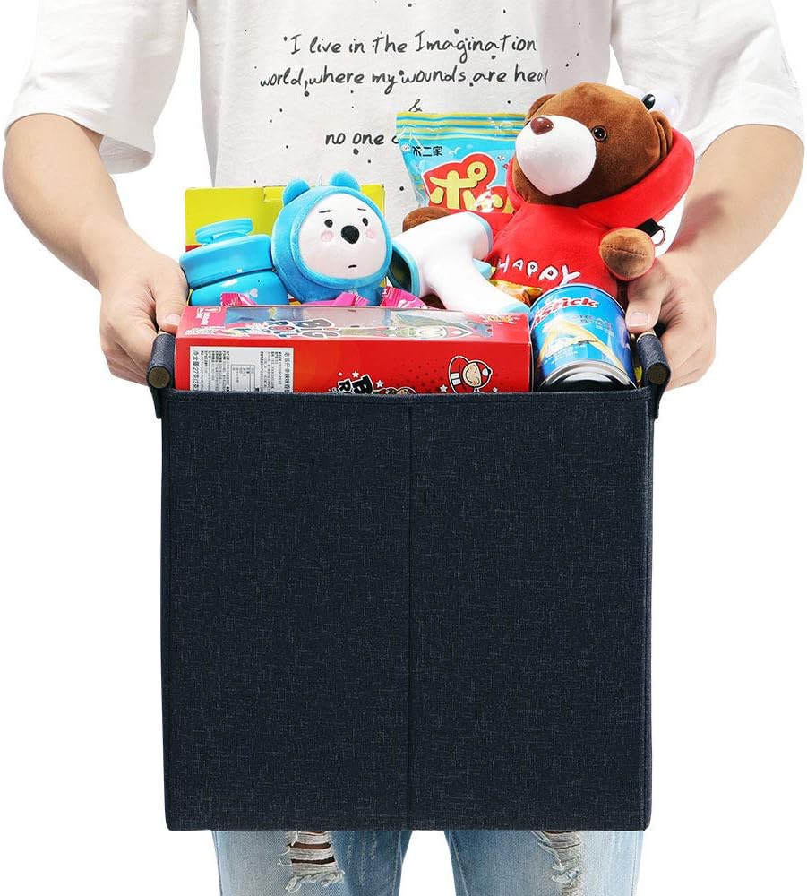HOONEX Collapsible Storage Bins, 13x13x13 Inches Storage Cubes Linen Fabric, 3 Pack