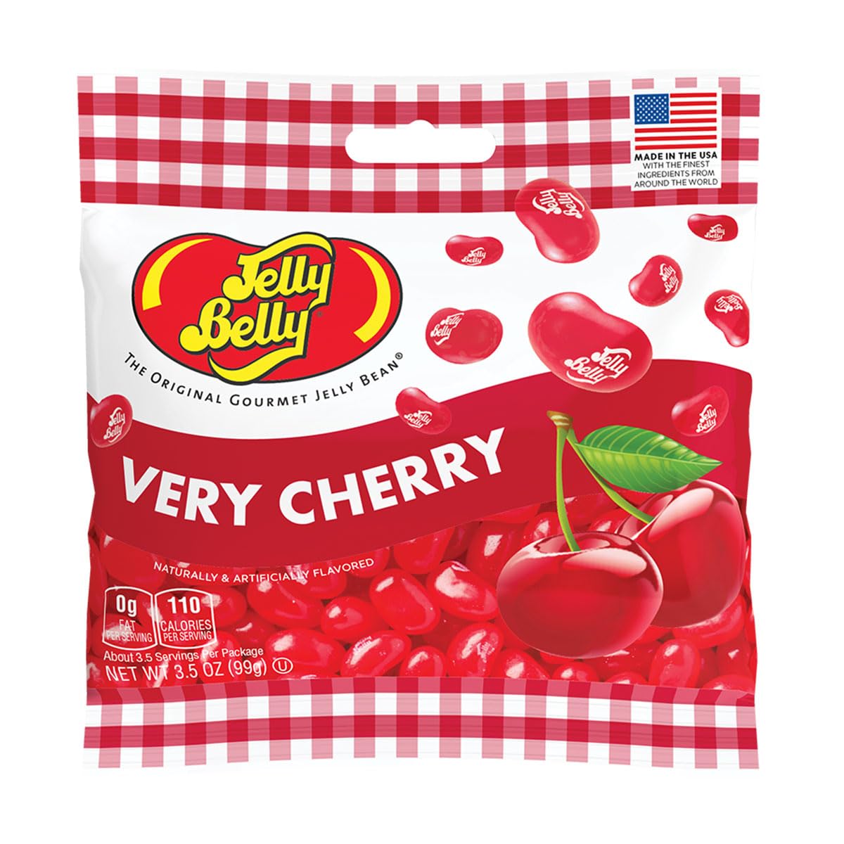 Jelly Belly Very Cherry Jelly Beans, 3.5 Ounce Grab and Go Bag - Kosher, Fat Free Candy with True-to-Life Cherry Flavor