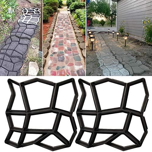 Walk Maker, Pathmate Stone Moldings Paving Pavement Concrete Molds Stepping Stone Paver Walk Way Mold for Patio, Lawn & Garden(Big Size:16.9 x 16.9 x 1.6 inch)