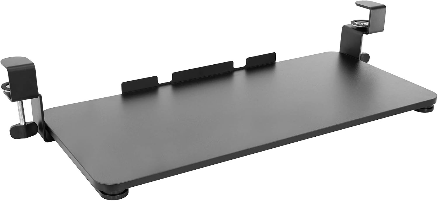 Mount-It! Clamp-On Under Desk Keyboard Tray, No-Drill Slide-Out Keyboard & Mouse Platform, 26.4" W × 11.8" D, Adjustable Ergonomic Keyboard Drawer