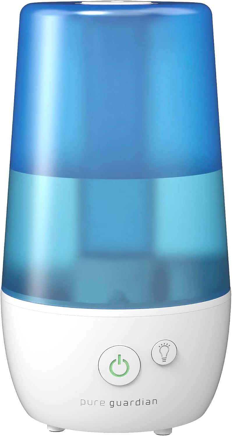PureGuardian Ultrasonic Cool Mist Humidifier with Aromatherapy Tray, 70-Hour Run Time, 1-Gallon Tank Capacity, 320 Sq. Ft. Coverage for Small Rooms